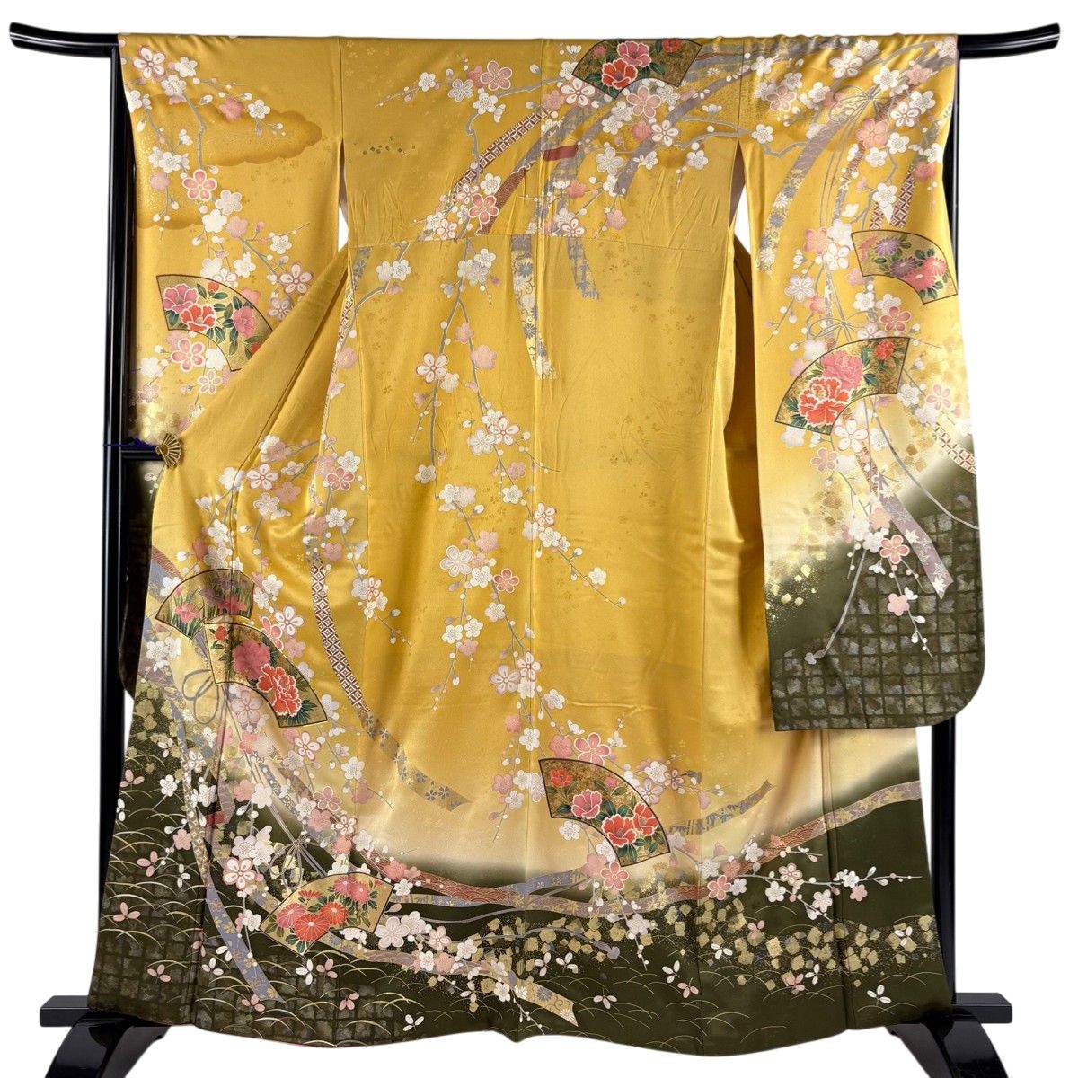 振袖 身丈161cm 裄丈66cm M 袷 熨斗 桜 金糸 金銀彩 ピンク 正絹 秀
