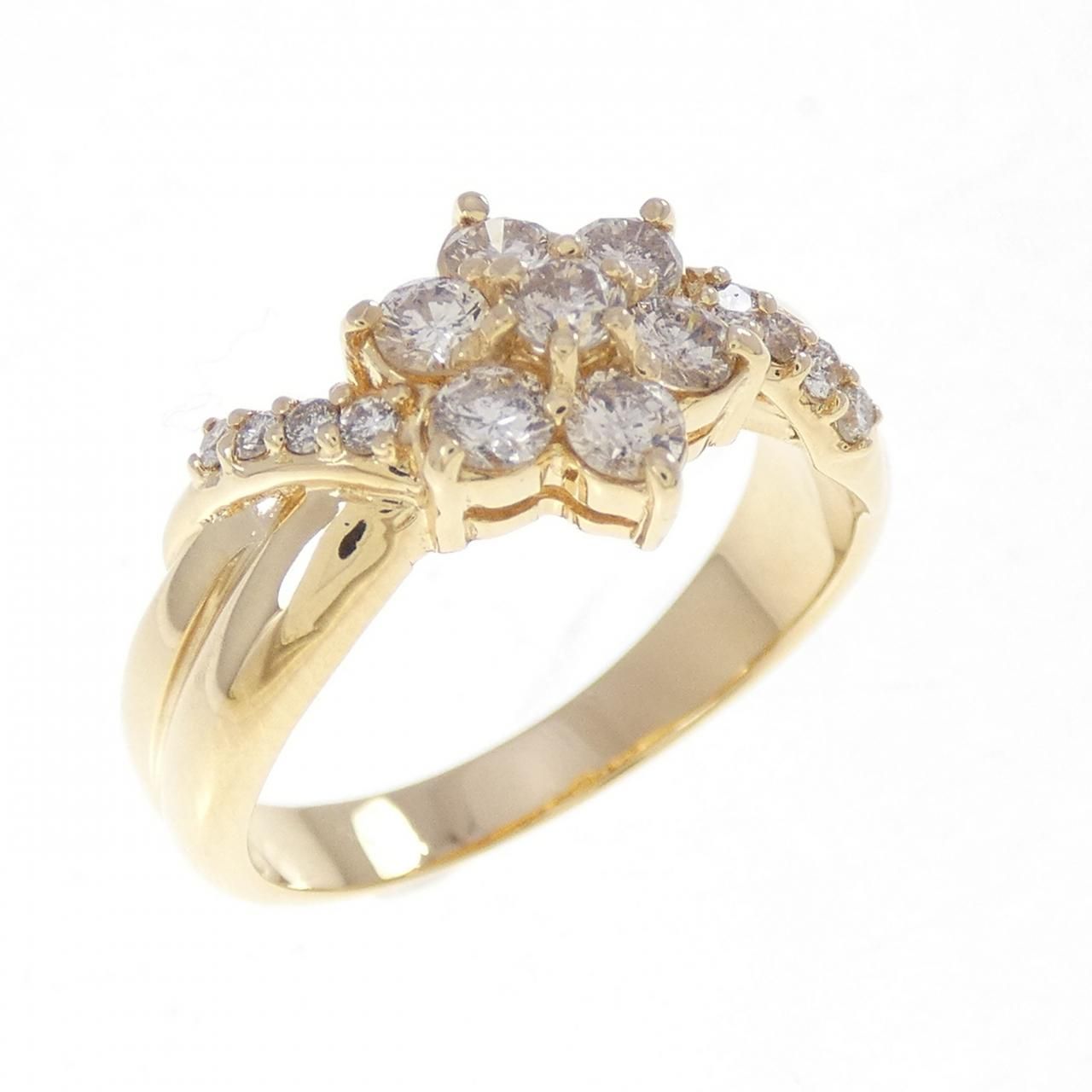 K18YG フラワー ダイヤモンド リング 0.50CT - メルカリ