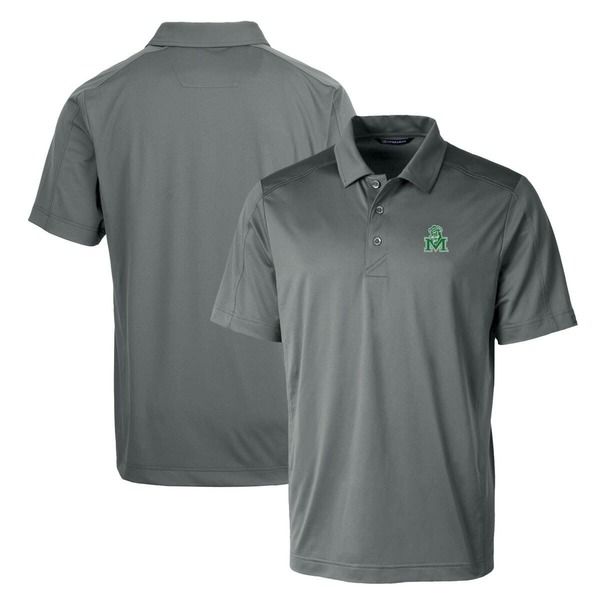 カッターアンドバック メンズ トップス シャツ ロゴ Cutter Buck Steel Marshall Thundering Herd Primary Team Logo Prospectextured Stretch Polo Steel