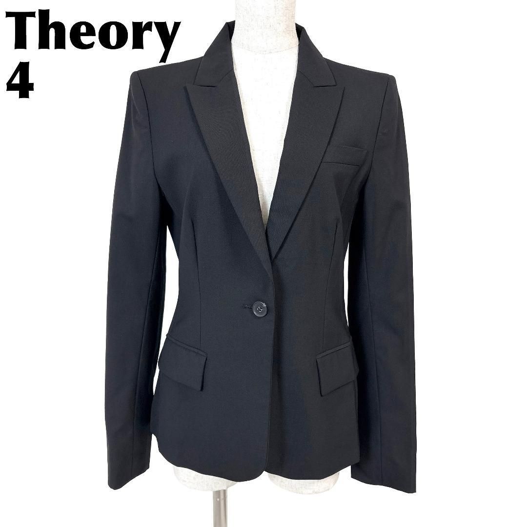 【美品】 Theory テーラードジャケット ワンボタン 4 ブラック 無地 美品】 Theory テーラードジャケット ワンボタン 4 ブラック 無地