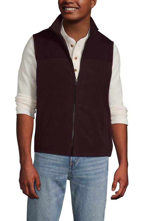 ランズエンド メンズ アウター ジャケット・ブルゾン ベスト フリース Lands End AnyweatherainDefense Fleece Vest Lush Burgundy バーガンディ