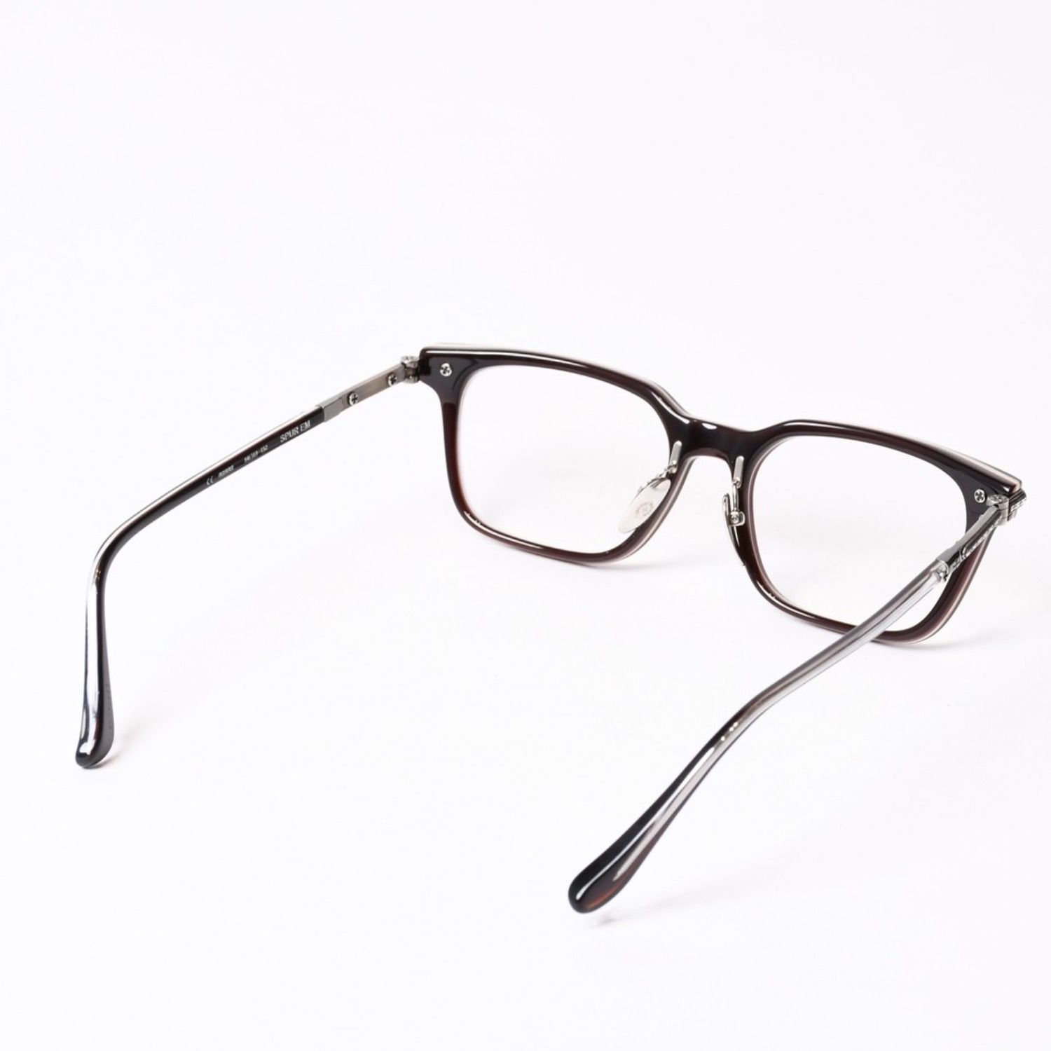 極美品 CHROME HEARTS クロムハーツ SPUR EM 伊達メガネ アイウェア サイズ54□19-152 CHクロス シルバー925 中古 4b014135 クロムハーツ メガネ 度付き 度なし 伊達メガネ 眼鏡 メガネフレーム