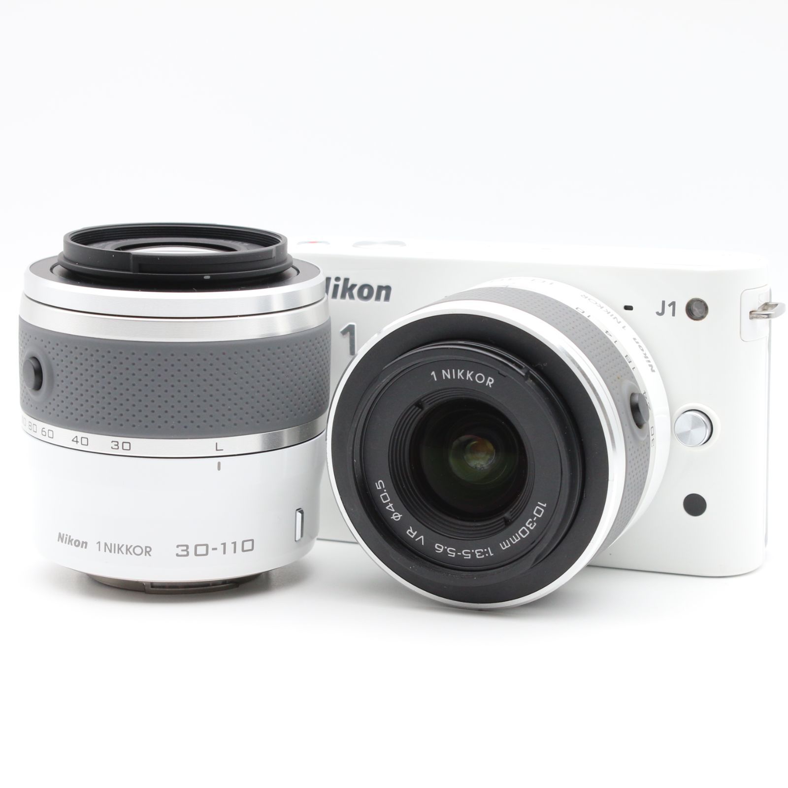 極上品】 Nikon 1 J1 ダブルズームキット ホワイト 10-30mm + 30-110mm 