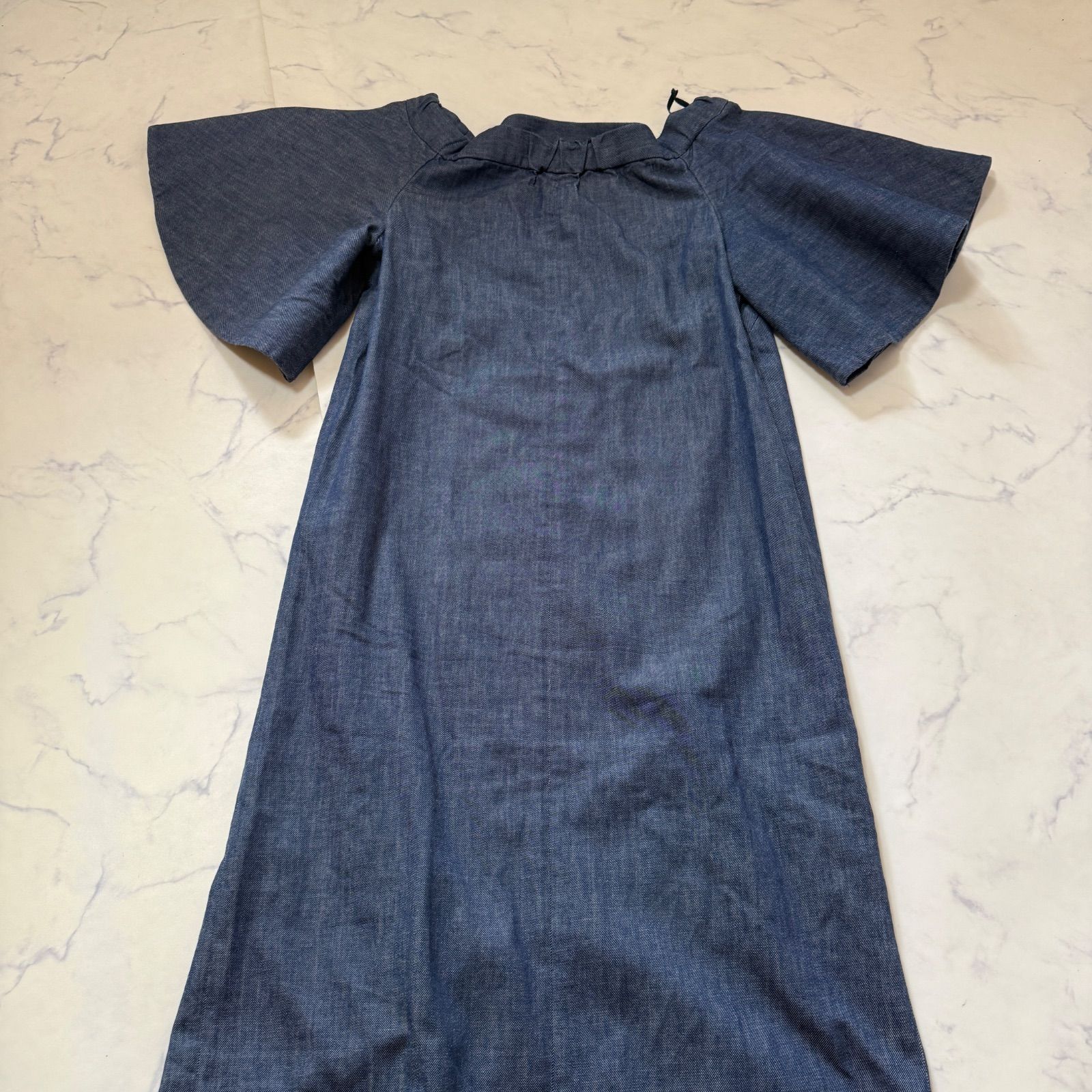 LE CIEL BLEU】ルシェルブルー デニム オフショルダー ラッフルドレス 