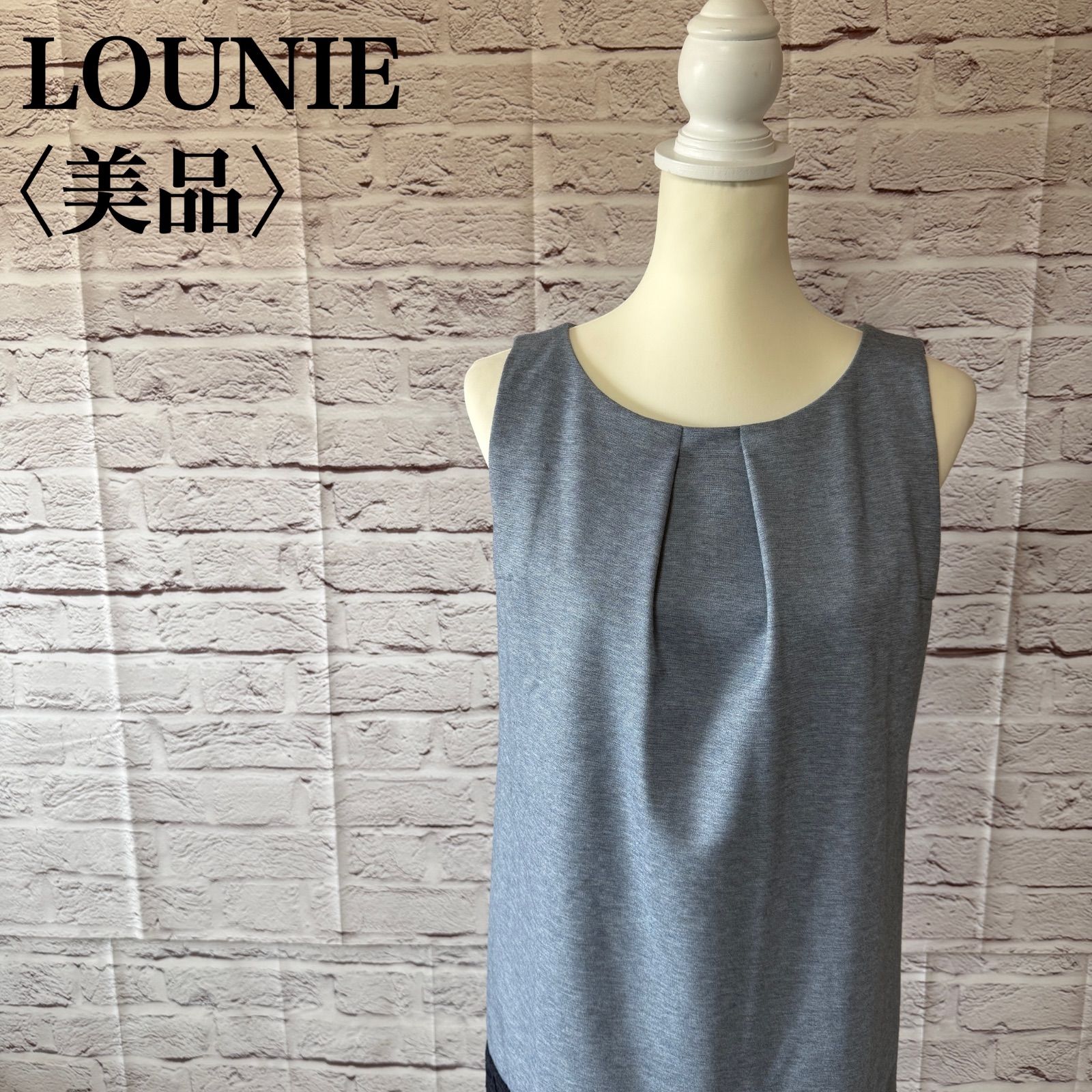 LOUNIE】ルーニィ レース切替 タック ノースリーブ ワンピース バイ 