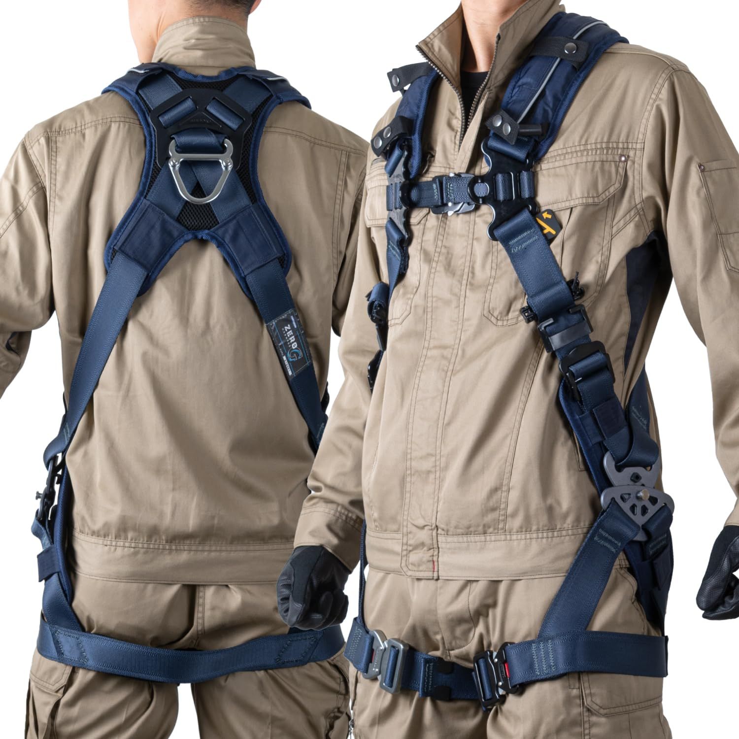 新品 藤井電工 新規格 フルハーネス ZERO-G HARNESS ゼロGハーネス [ハーネス本体のみ] 水平型 背当てパッド付き 墜落制止用器具 安全帯 Lサイズ 130kgまで対応 TH-520H-OT-BL-L-MG