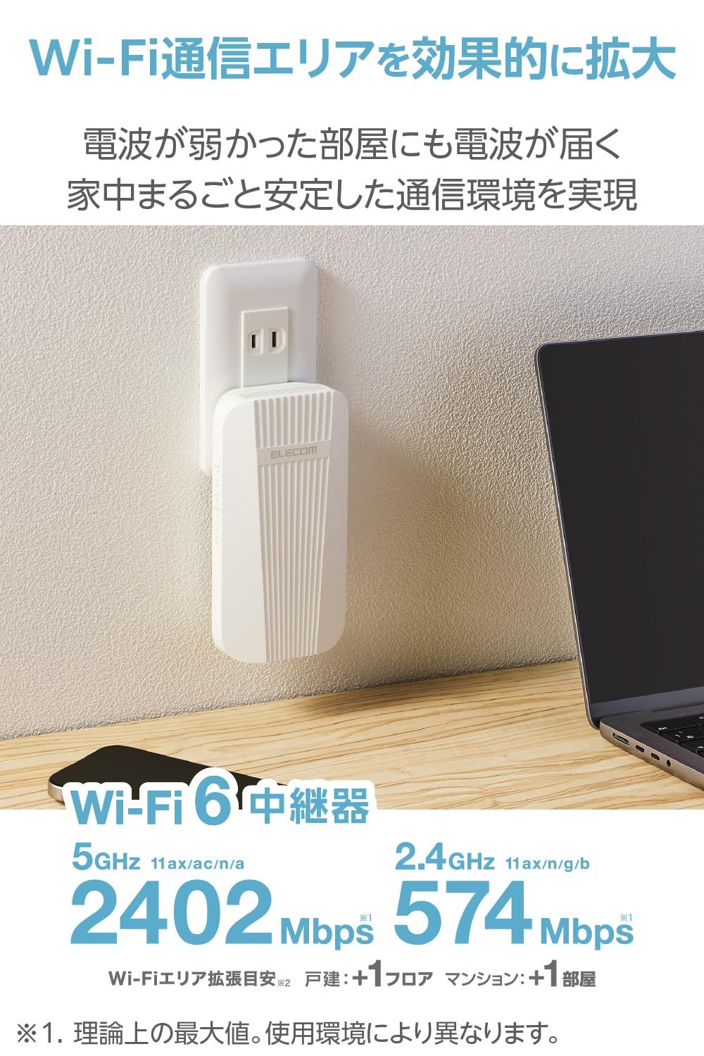 新品 エレコム WiFi 中継器 Wi-Fi6 WTC-W602-W - メルカリ