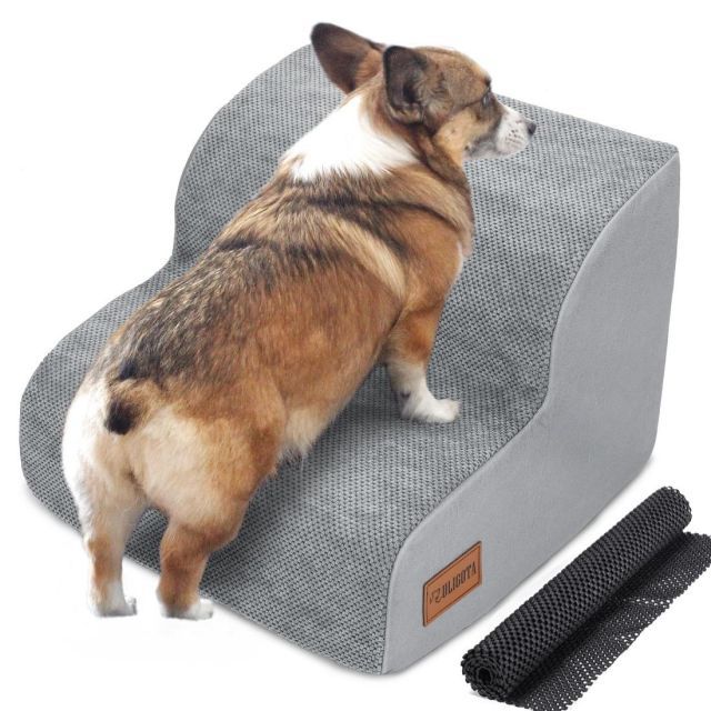 【送料無料】犬用ステップ 2段 ドッグステップ 犬用スロープ 犬用踏み台 犬用階段 小型犬 室内犬 高齢犬 滑り止めマット付き カバー取り外し 洗える 手持