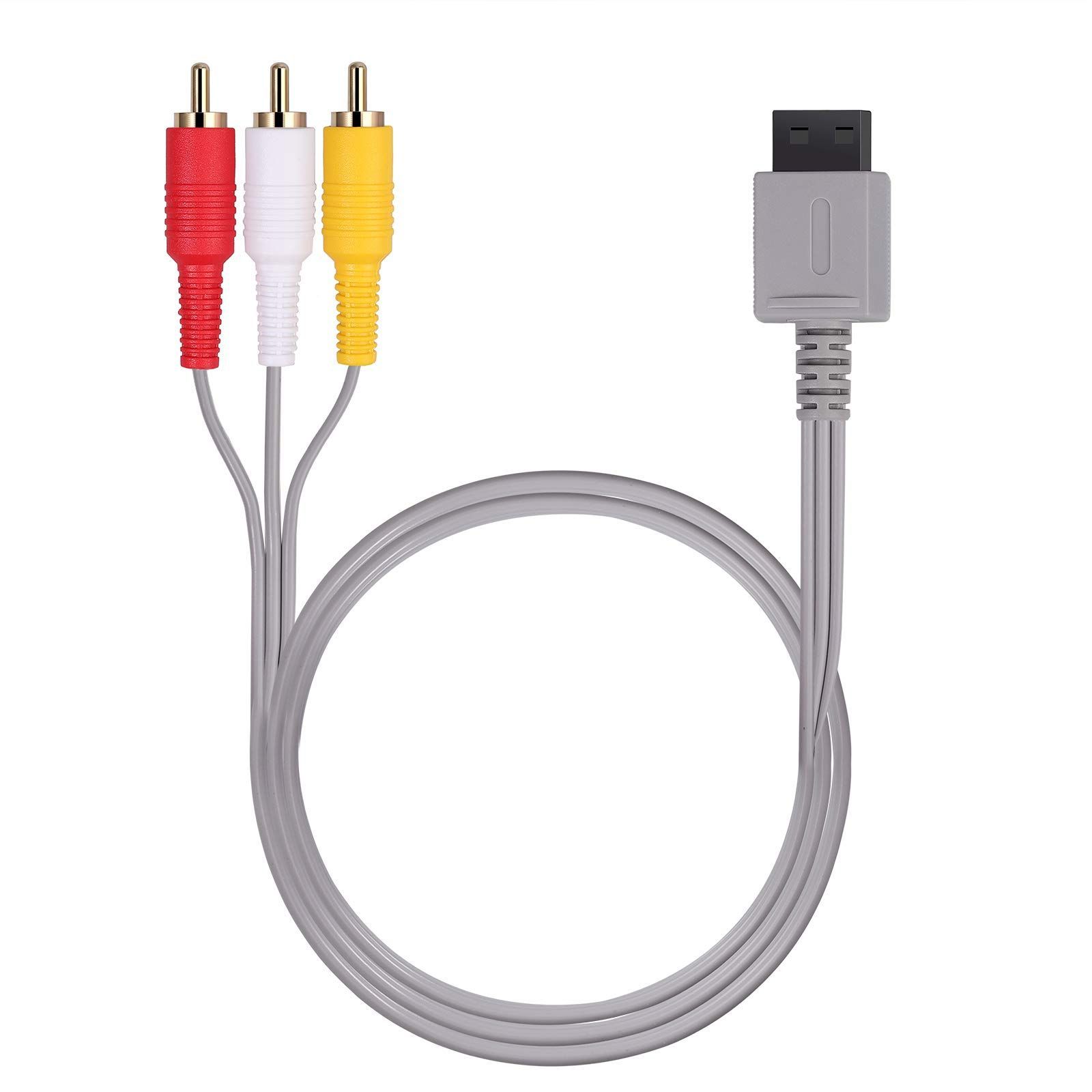 AUTOLET Wii/Wii U AV Cable 1.8M AV Converter Cable 3 RCA Gold Plated Audio Video AV Standard Cord 6FT Composite Retro Wii for Wii U Wii Exclusive AV Cable