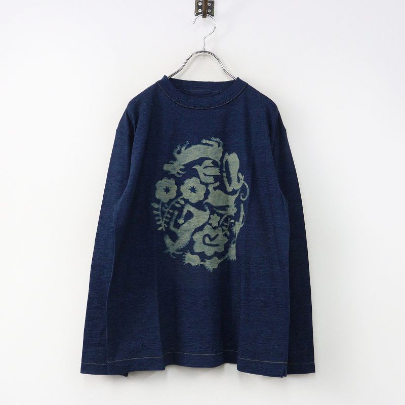 未使用 定価18700円 2025SS フォーティーファイブアール 45R 古代ゴートン君プリントの90845星Tシャツ(インディゴ) 3┃【2400014891546】