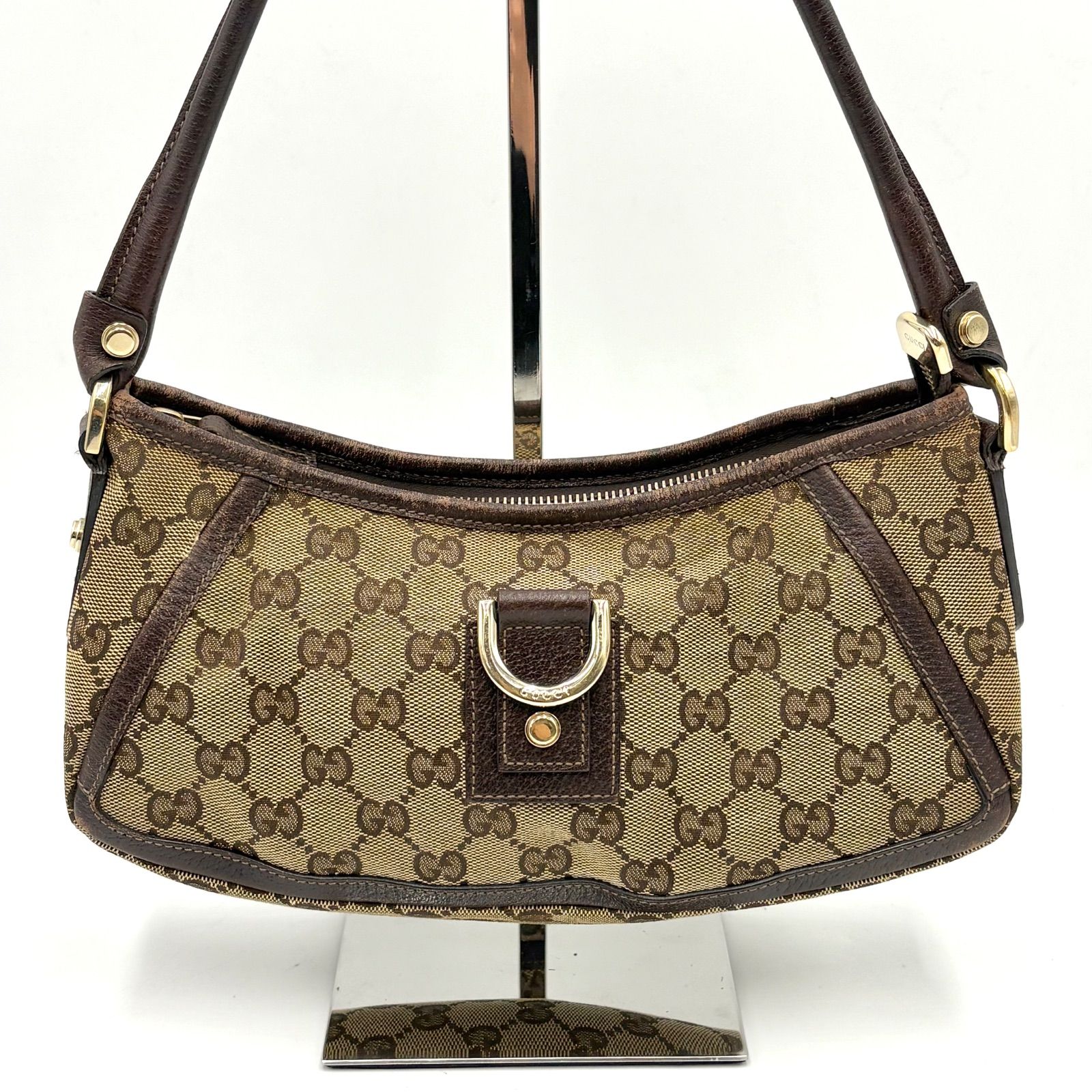 美品　グッチ ハンドバッグ GGキャンバス アビー 130939 良品◎GUCCI グッチ アビー金具 GGキャンバス×レザー アクセサリー