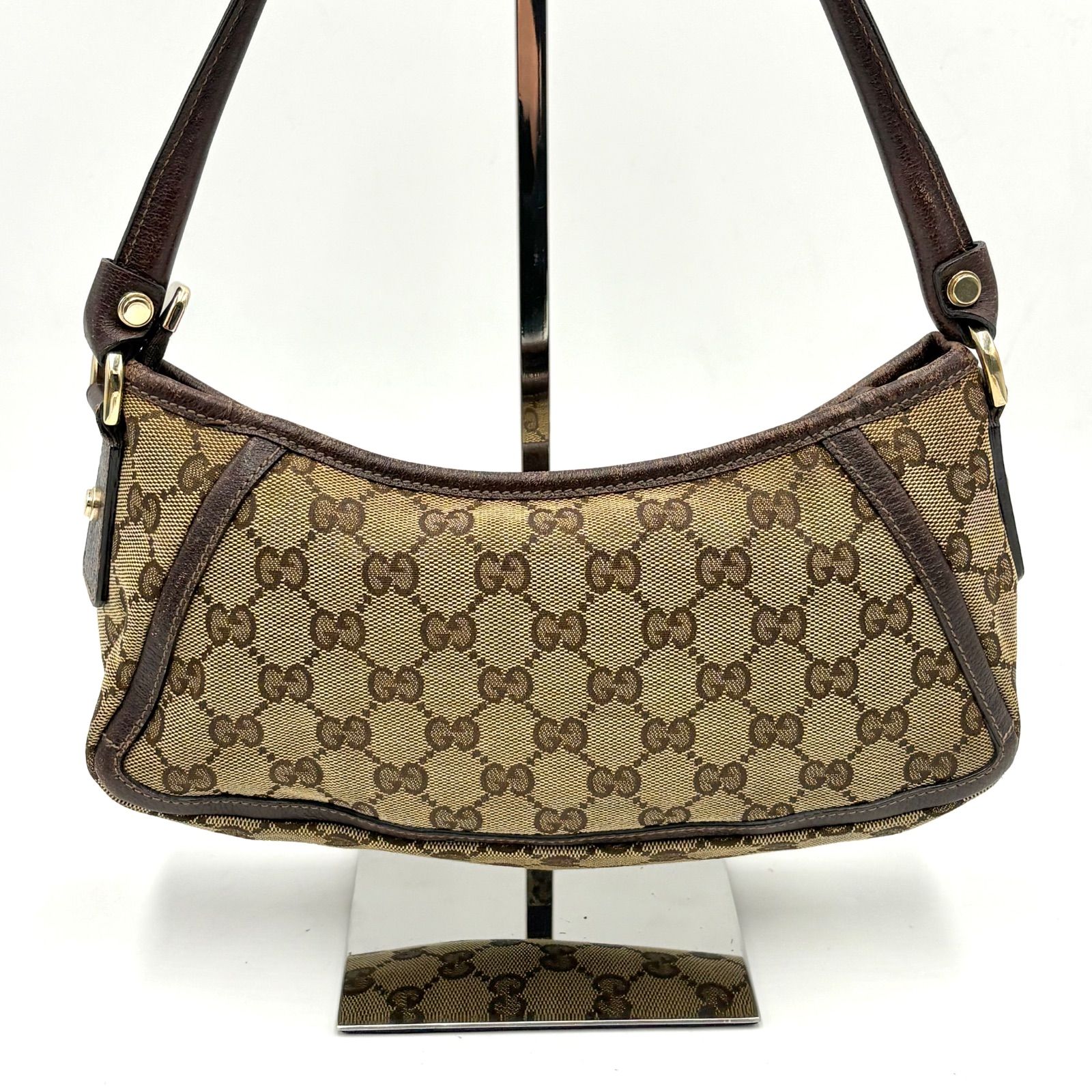 良品◎GUCCI グッチ アビー金具 GGキャンバス×レザー アクセサリー
