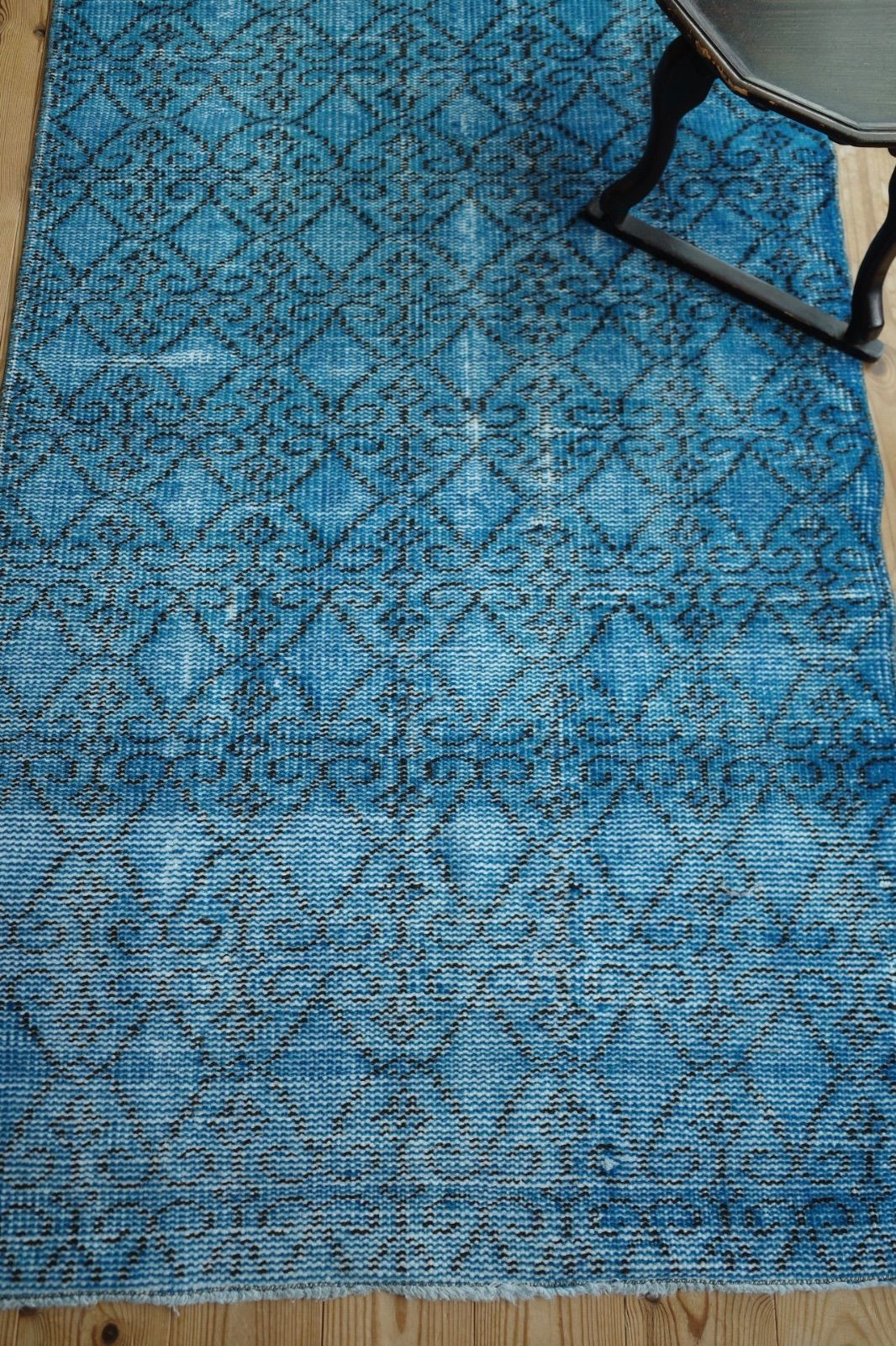 80.5×182 藍色オーバーダイ　ワンカラーラグ　トルコヴィンテージラグ 80.5×182 藍色オーバーダイ ワンカラーラグ トルコヴィンテージラグ