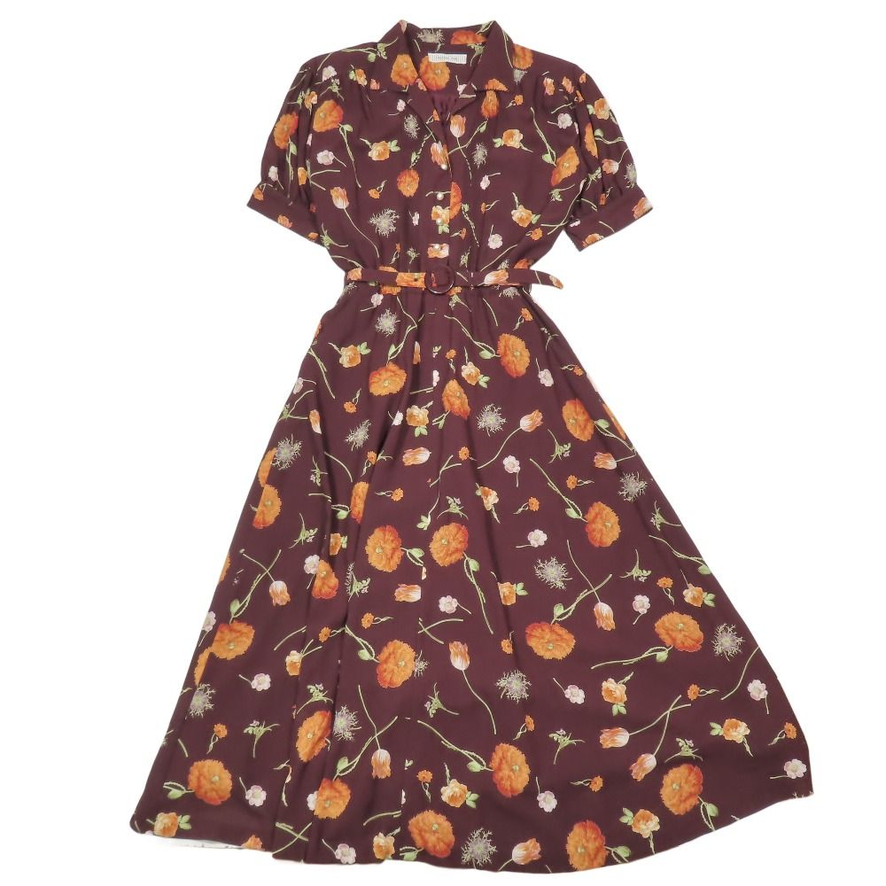 美品 KANEKO ISAO カネコイサオ 花柄 ワンピース オープンカラー 美品 KANEKO ISAO カネコイサオ 花柄 ワンピース オープンカラー