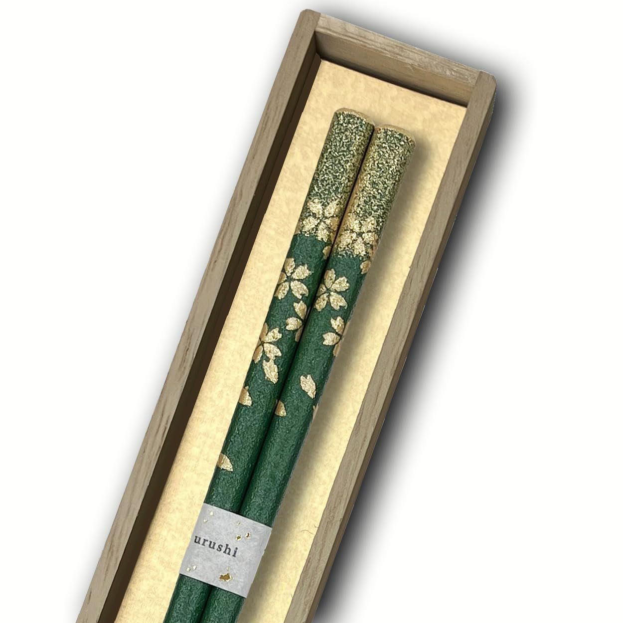 新品 橋本幸作漆器店 桜ふぶき 輪島うるし箸 乾漆仕上げ 桐箱入り 22.5cm 日本製 天然漆 高級 職人技 滑りにくい ギフト プレゼント (緑) 5,732円