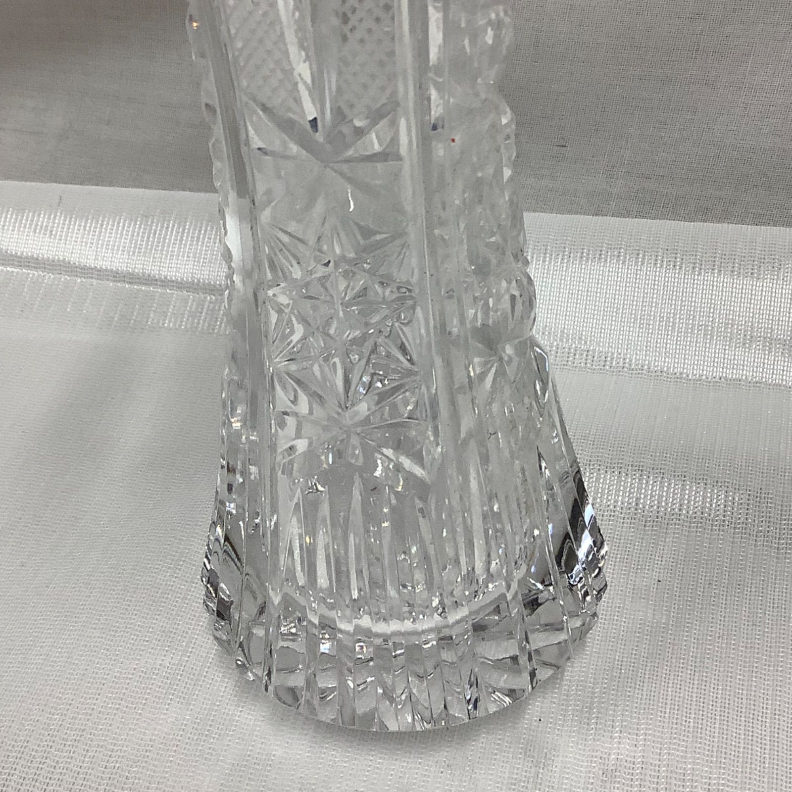 アンティーク Chevalier クリスタル花瓶 カメイガラス 切子細工 18