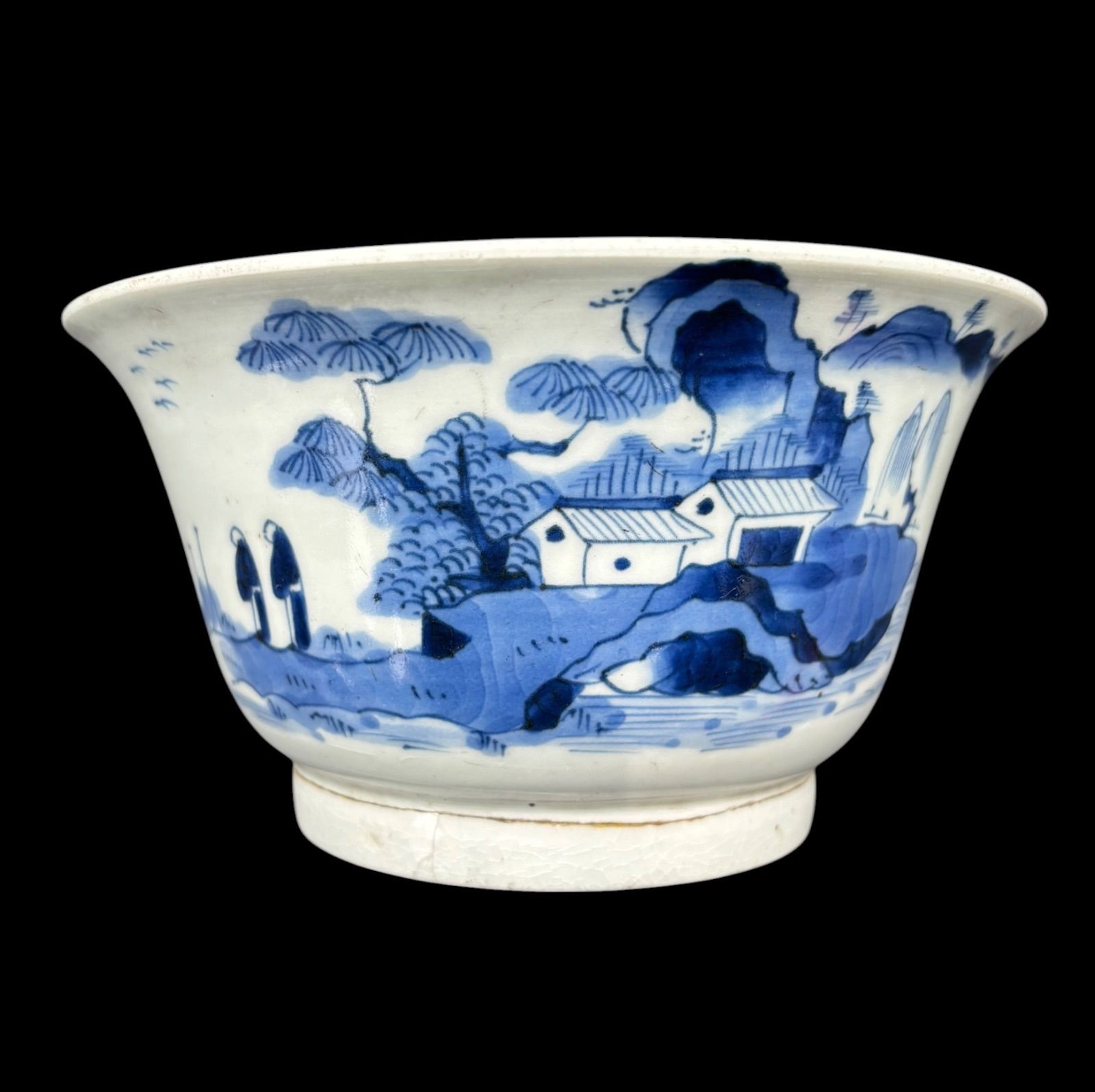 蔵出し 古伊万里 染付 深鉢 山水風景図 大鉢 時代物 和食器 骨董 蔵出し 古伊万里 染付 深鉢 山水風景図 大鉢 時代物 和食器 骨董