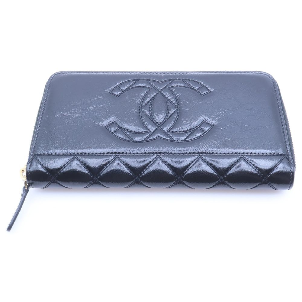 CHANEL (シャネル) ココマーク 長財布 ブラック パテントレザー