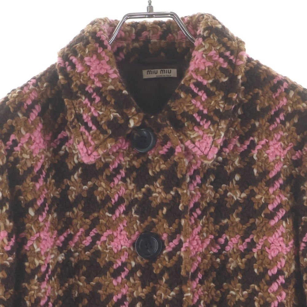 miumiu (ミュウミュウ) 18AW ウールツイード チェック総柄 4B ステン