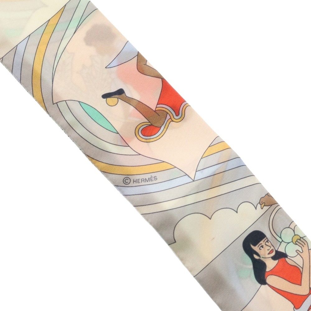 HERMES (エルメス) ツイリー 空飛ぶカレ シルクスカーフ ピンク