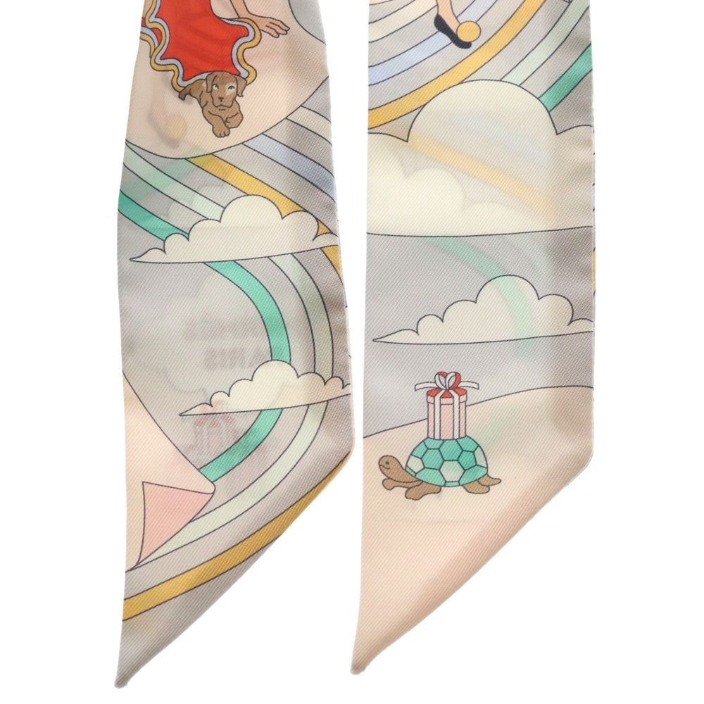 HERMES (エルメス) ツイリー 空飛ぶカレ シルクスカーフ ピンク