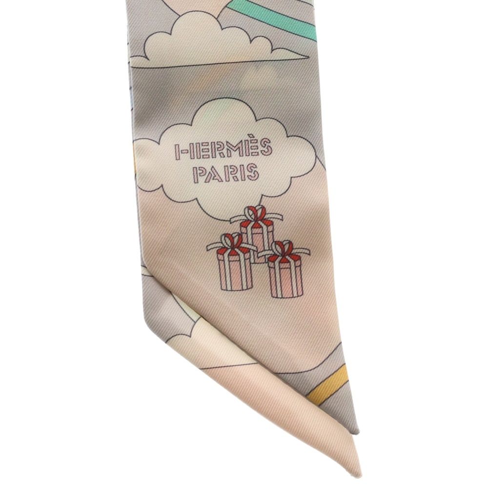 HERMES (エルメス) ツイリー 空飛ぶカレ シルクスカーフ ピンク