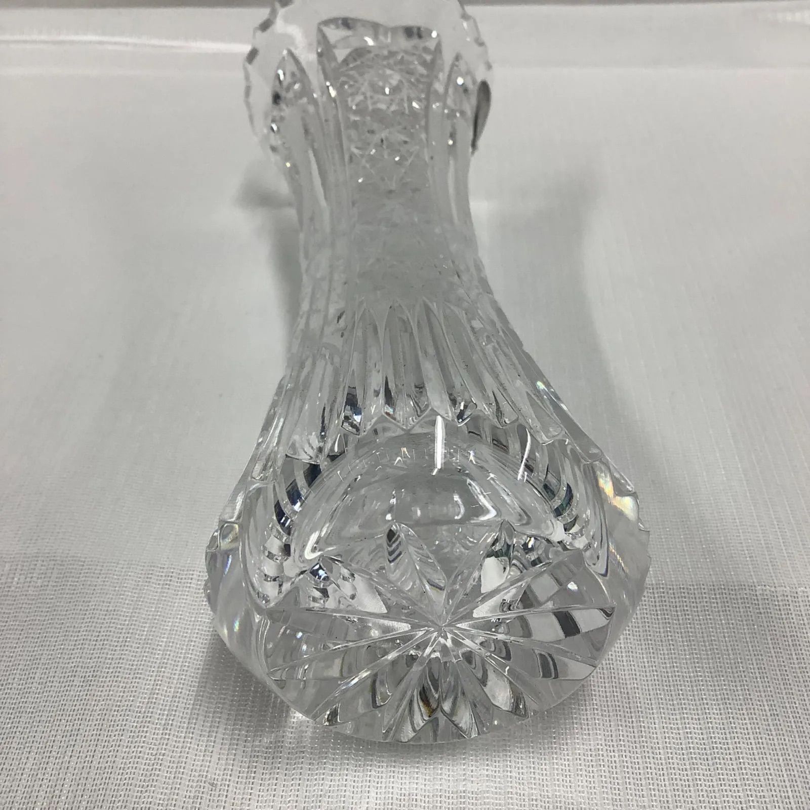 アンティーク Chevalier クリスタル花瓶 カメイガラス 切子細工 18