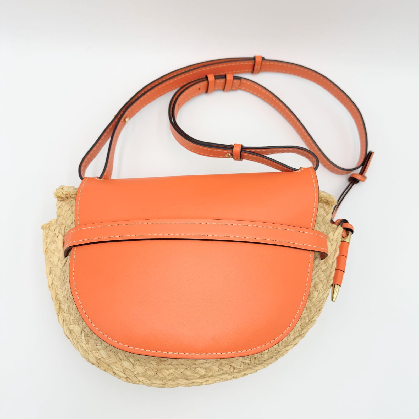 極美品 LOEWE ロエベ ゲート ラフィア レザー ショルダーバッグ かご
