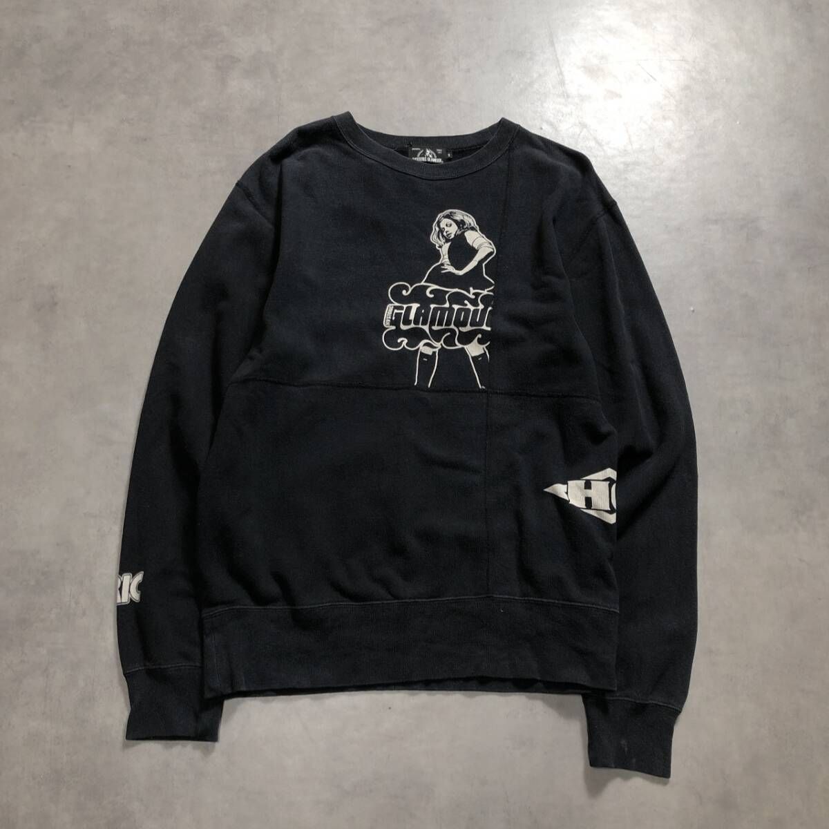 GQ5086◇HYSTERIC GLAMOUR：複数ロゴ スウェット◇S◇ブラック系