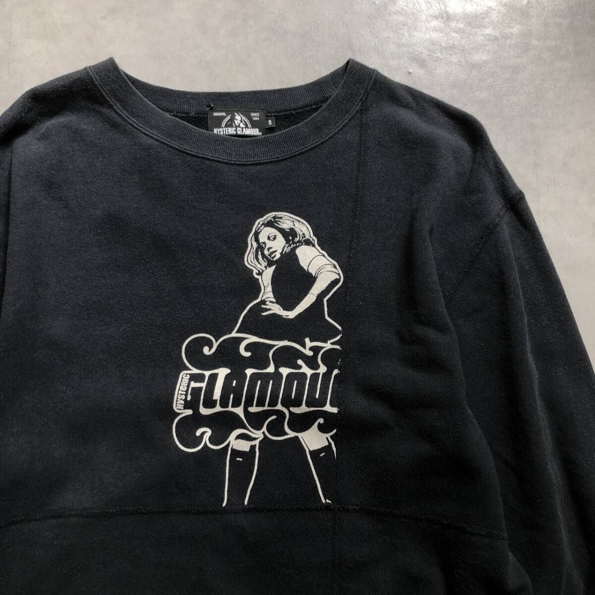 GQ5086◇HYSTERIC GLAMOUR：複数ロゴ スウェット◇S◇ブラック系