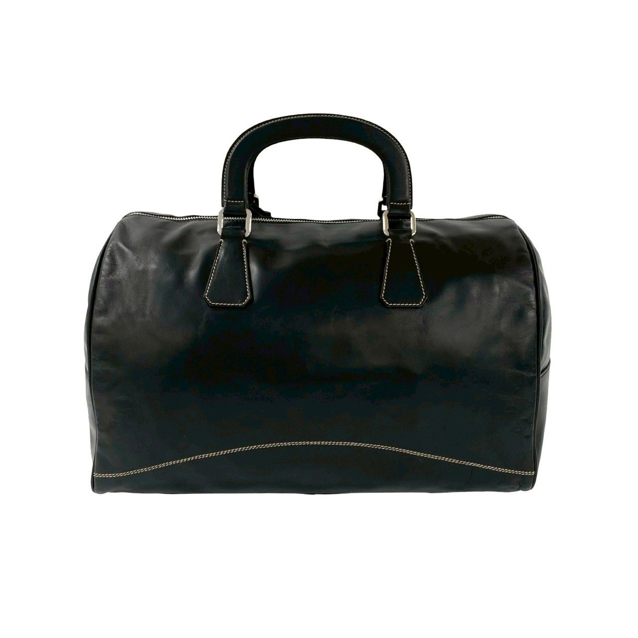 極 美品 希少品 PRADA プラダ ロゴ 金具 ステッチ レザー 本革 2way