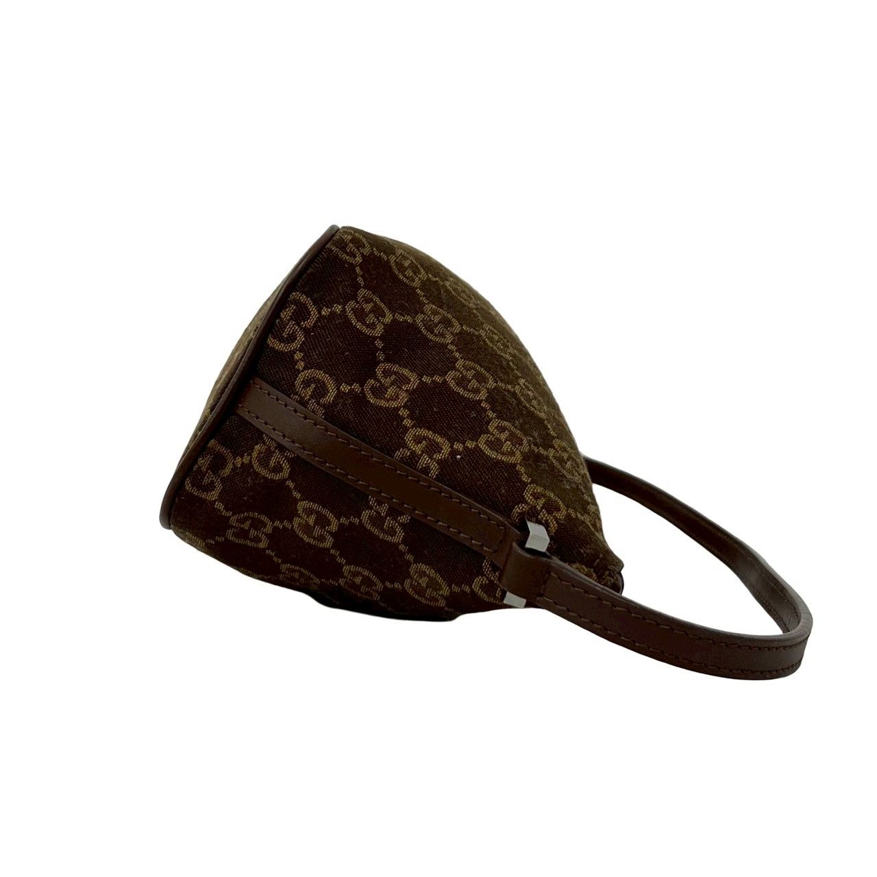 【美品】 GUCCI レザー×キャンバス ポーチ GG総柄 プレート ブラウン 極 美品 GUCCI グッチ GG 柄 ロゴ プレート 金具 キャンバス レザー 本
