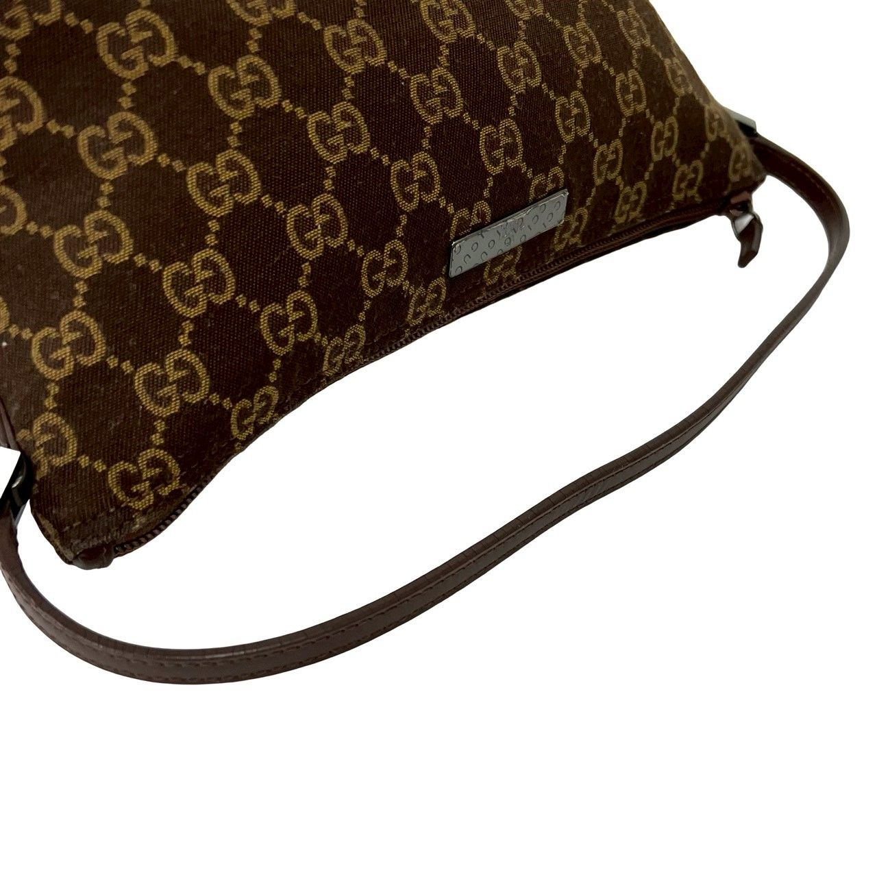 極 美品 GUCCI グッチ GG 柄 ロゴ プレート 金具 キャンバス レザー 本