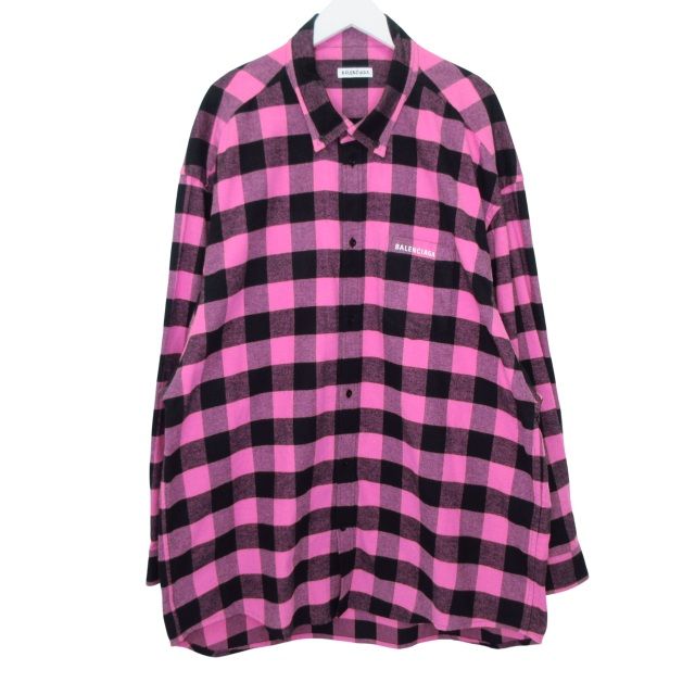 バレンシアガ BALENCIAGA 長袖 シャツ チェック コットン ボタンダウン 