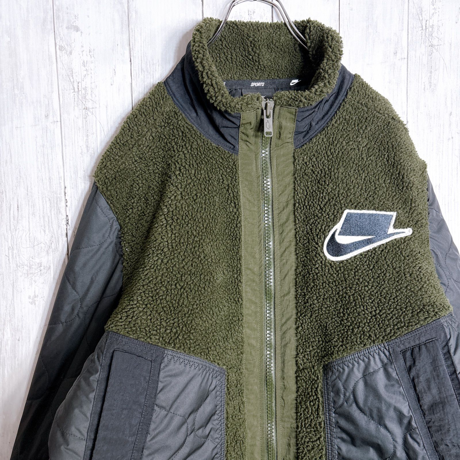 海外モデル】ナイキ NIKE ボア ナイロン ジャケット オリーブ ネイビー 