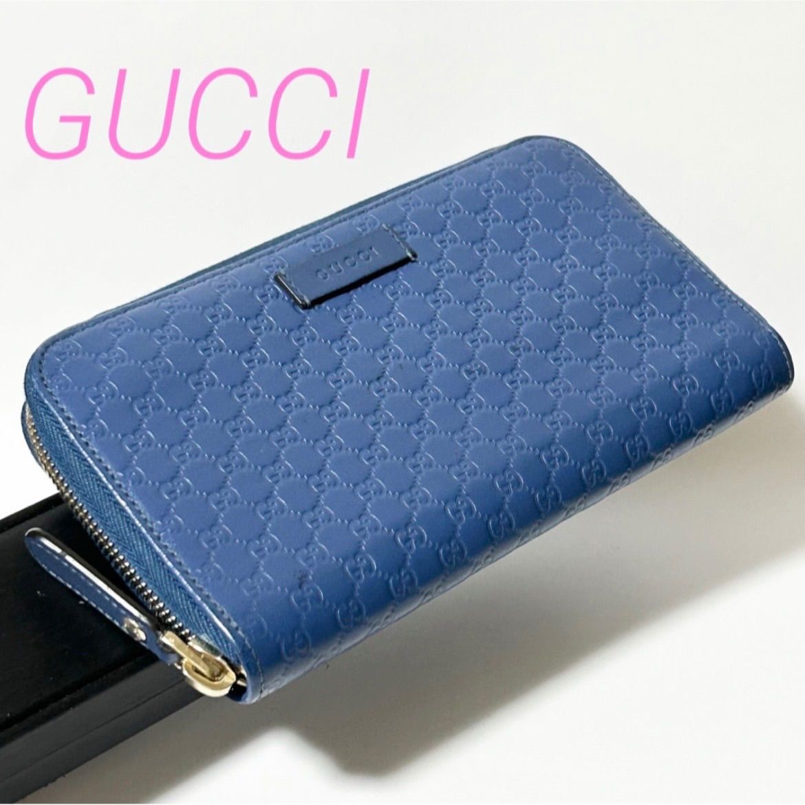 GUCCI グッチ ラウンドファスナー長財布 グッチシマレザー ダーク 