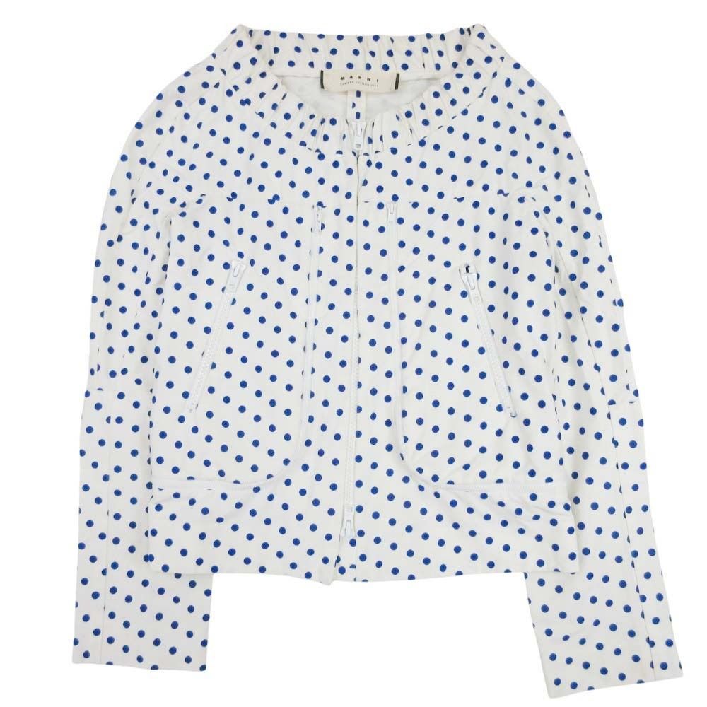 良品 10ss MARNI マルニ ドット ノーカラー ジップ ジャケット 良品 10ss MARNI マルニ ドット ノーカラー ジップ ジャケット