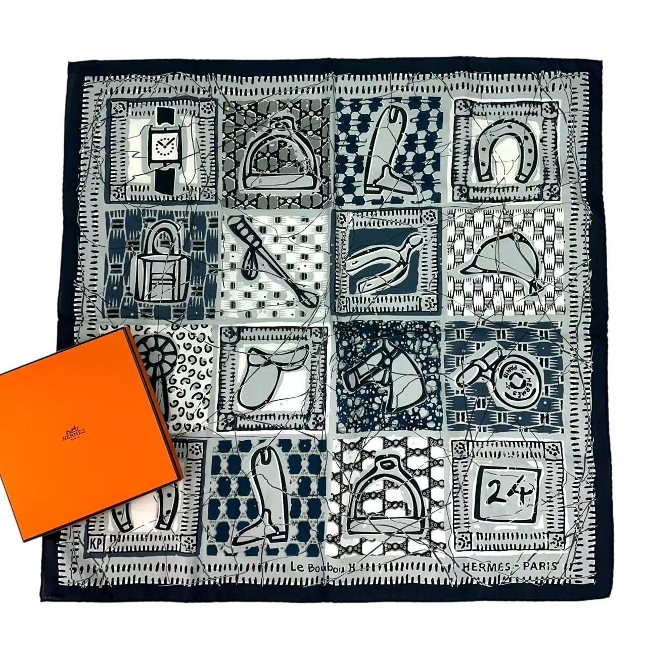 レア 新品同様 HERMES エルメス カレ65 Le Boubou H ブーブーH