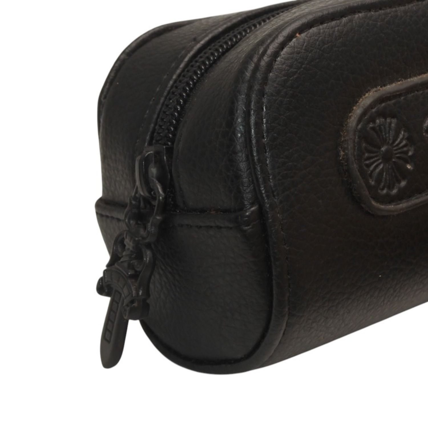 CHROME HEARTS クロムハーツ メガネケース ポーチ レザーブラック