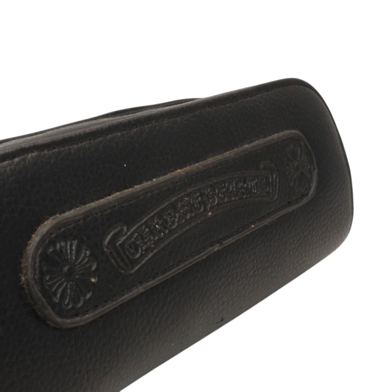 CHROME HEARTS クロムハーツ メガネケース ポーチ レザーブラック