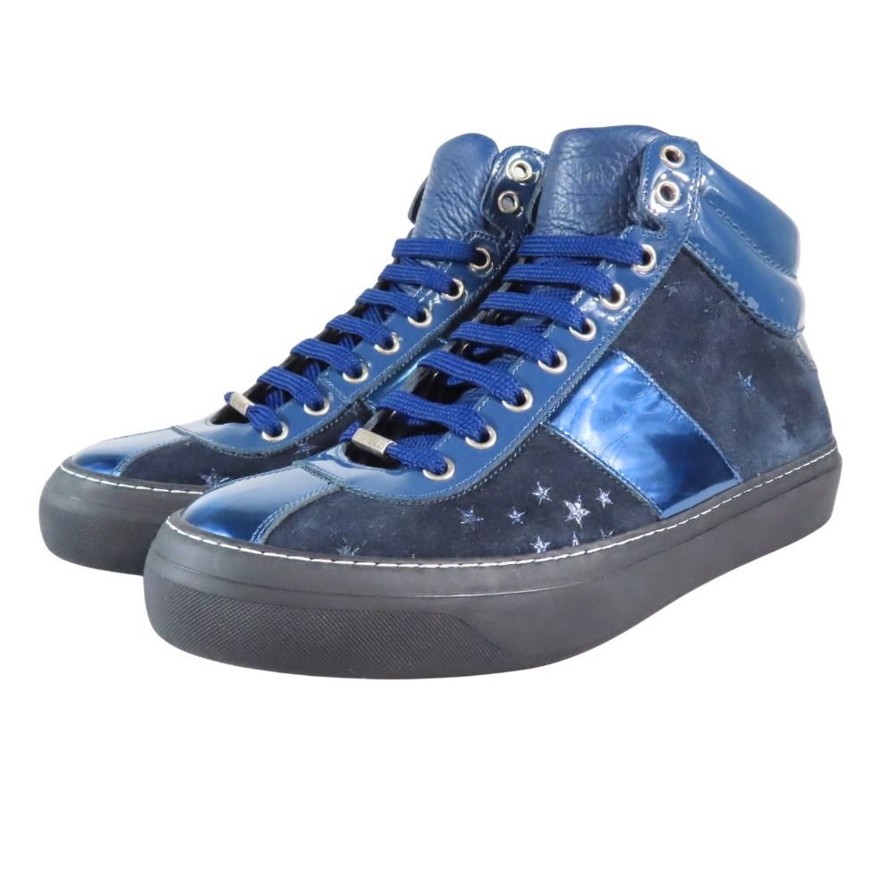 未使用 JIMMY CHOO ジミーチュウ ハイカット レザー スニーカー ロゴ 