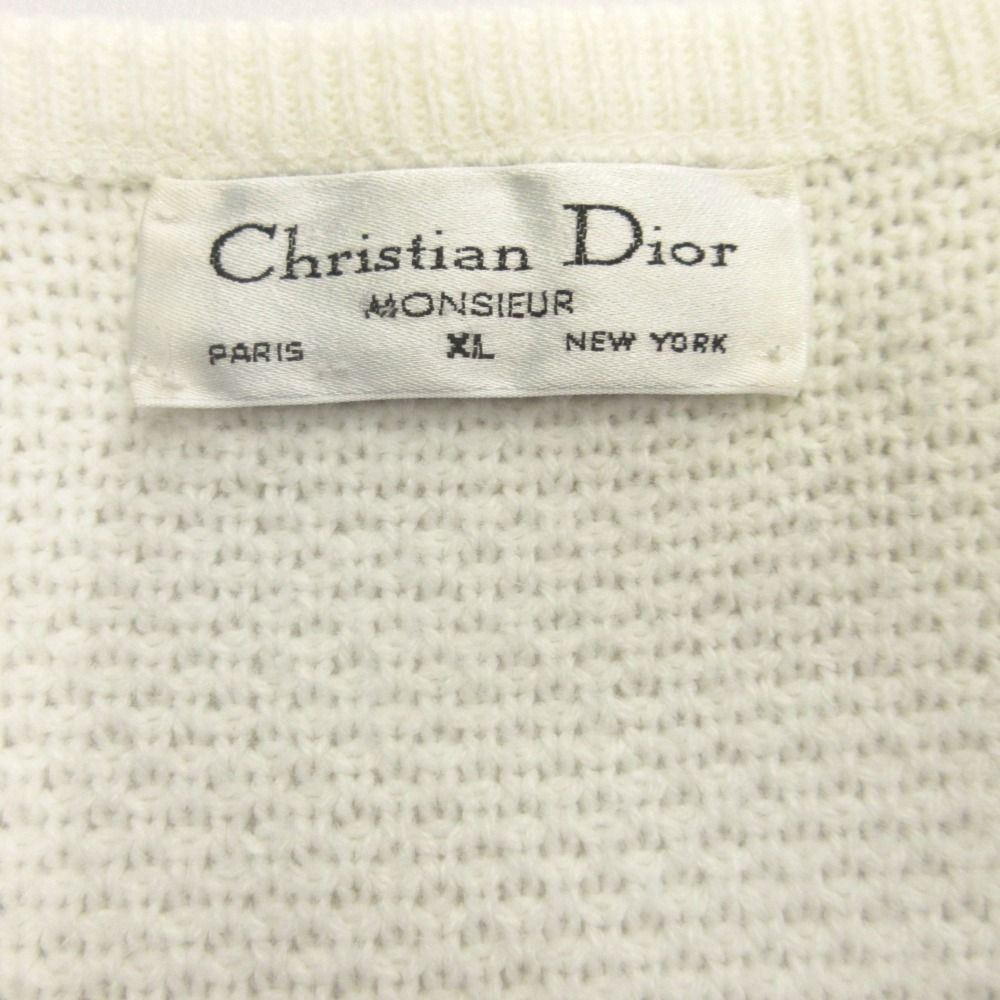 良品 Christian Dior MONSIEUR クリスチャン ディオール ムッシュ 80's ニット セーター グレー ヴィンテージ XL グレー 白 ホワイト メンズ 古着 中古 USED 良品 Christian Dior MONSIEUR クリスチャン ディオール ムッシュ 80's