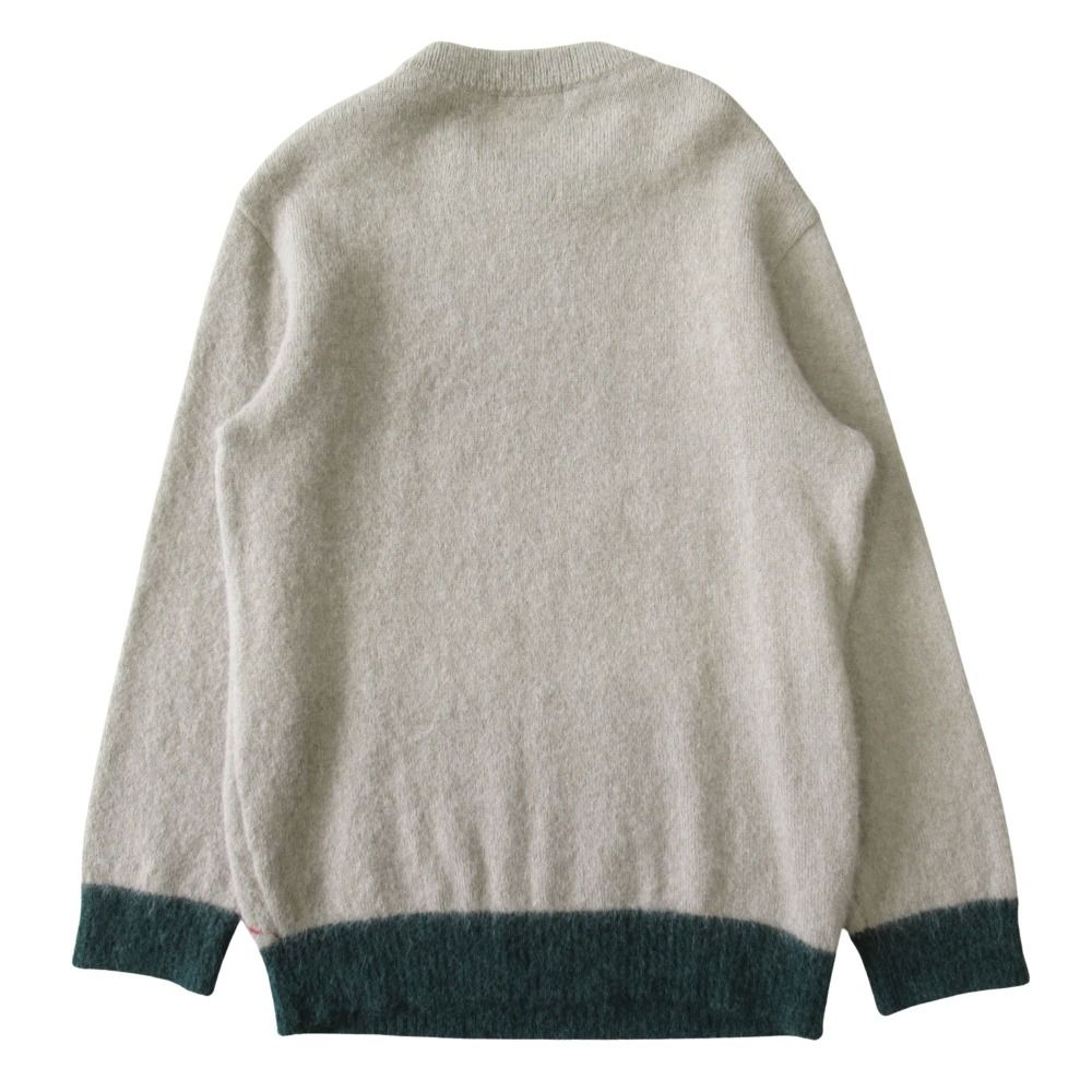 美品 WRAPINKNOT ラッピンノット アーガイル ダイヤ モヘヤ ニット セーター カットソー 長袖 サイズ2 グレージュ系/グリーン メンズ 古着 中古 USED 美品 WRAPINKNOT ラッピンノット アーガイル ダイヤ モヘヤ ニット