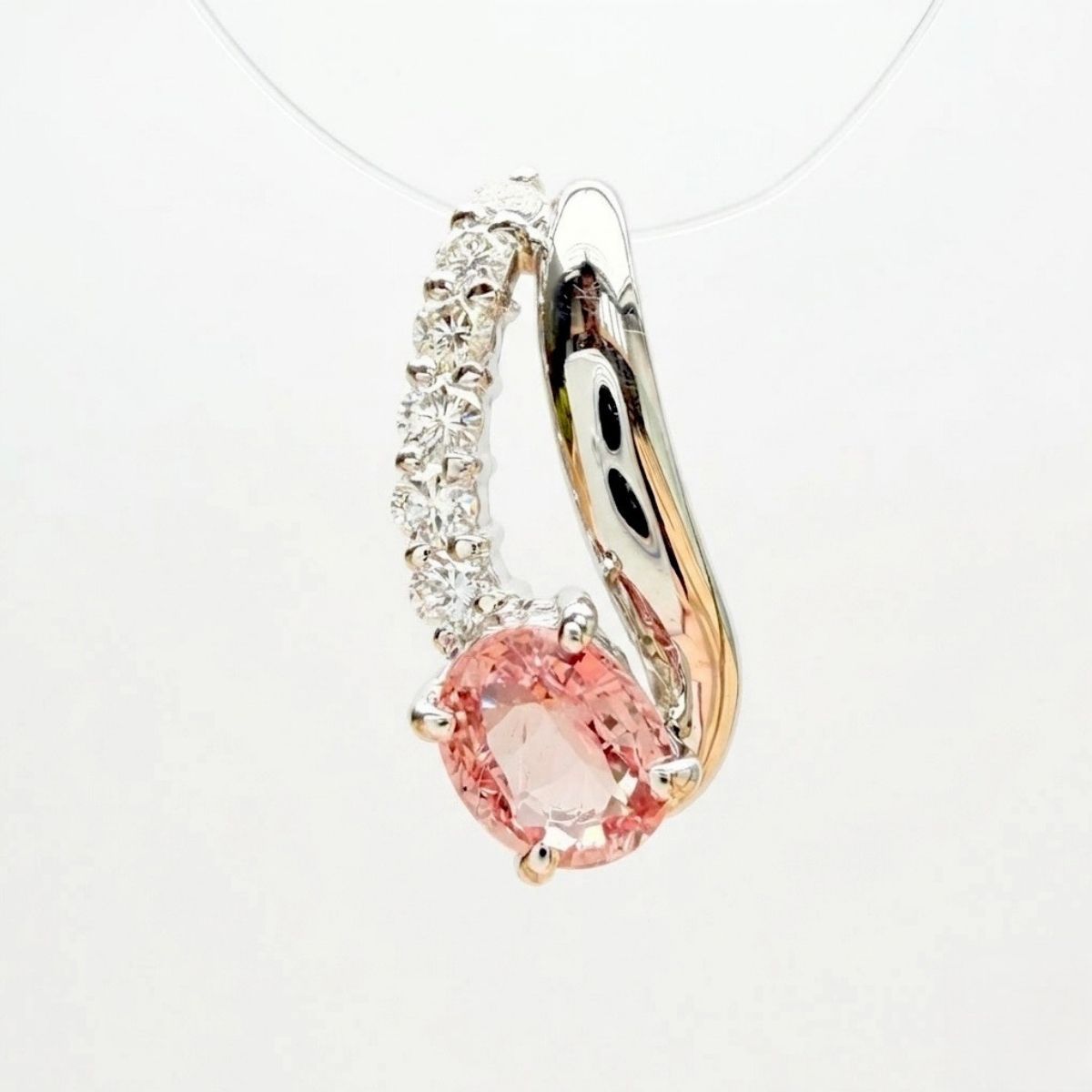 Pt900 パパラチアサファイア0.798ct ダイヤモンド0.22ct トップ - メルカリ