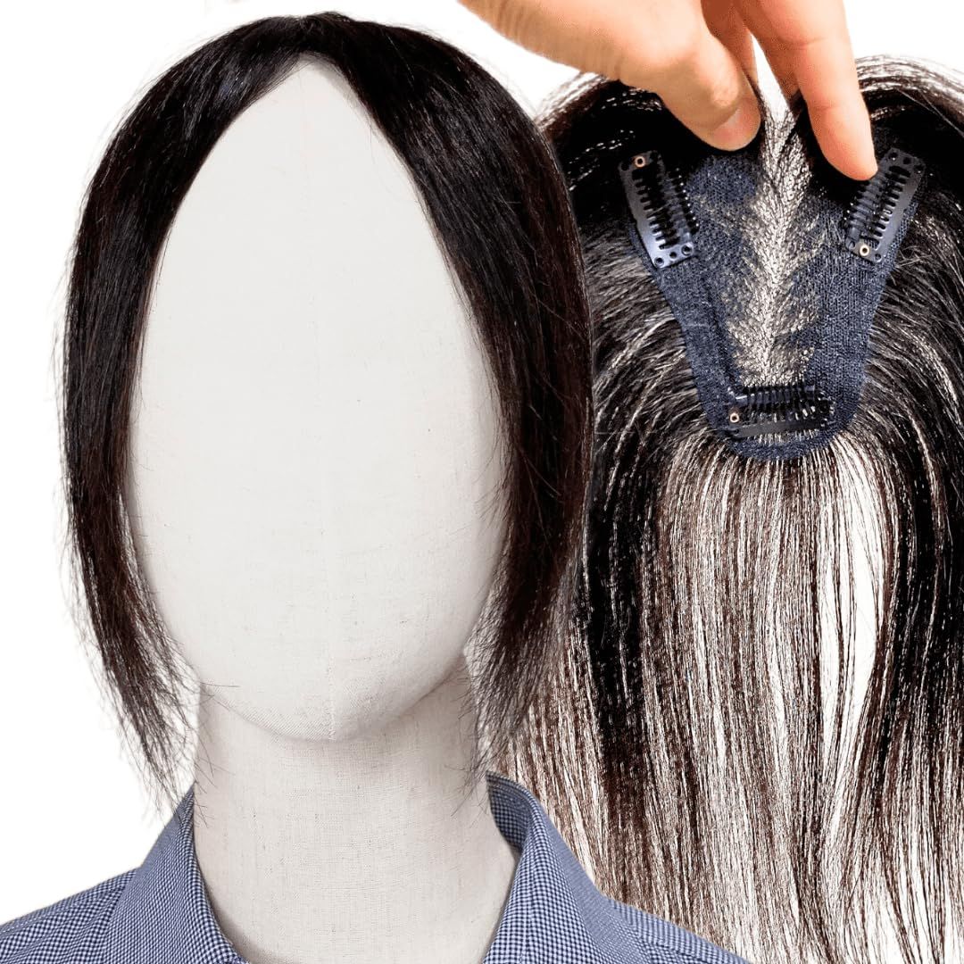 Luce brillare 部分ウィッグ ヘアピース ポイントウィッグ 女性 レディース 人毛100% かつら 前髪ウィッグ ショート トップピース トップカバー 前髪 つむじ 頭頂部 白髪カバー 医 [前髪未カット(ナチュラルブラック)] [10×10cm]
