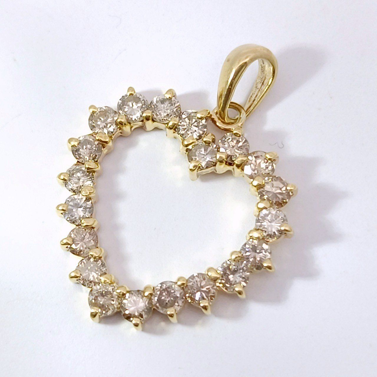 18金 K18 男女兼用 ブラウン1.1ct ハートモチーフ ネックレストップ
