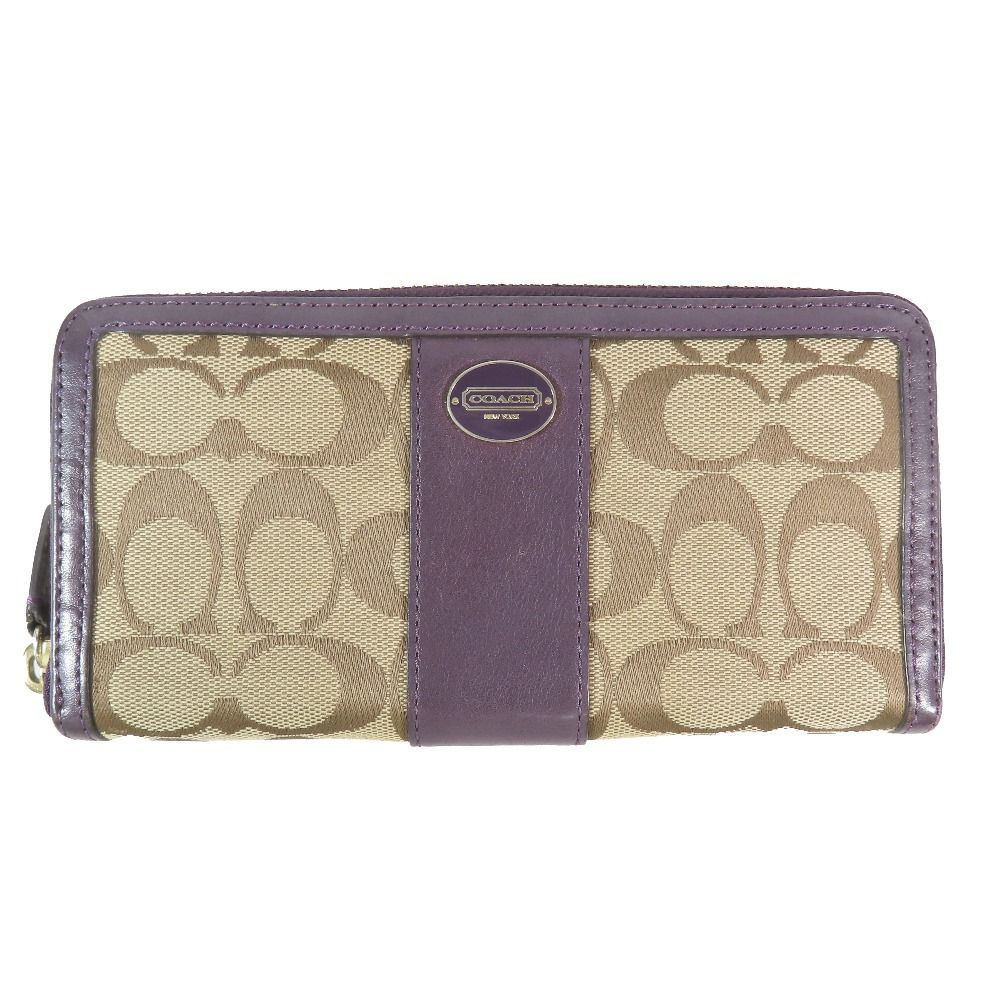 COACH コーチ 長財布 シグネチャー ラウンドファスナー ウォレット 