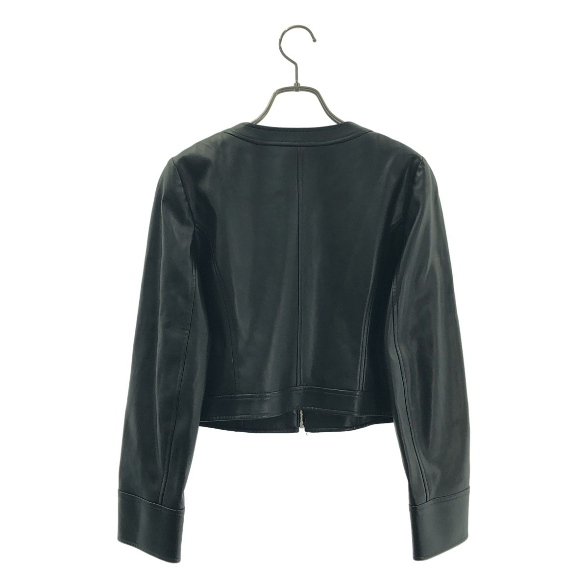 美品】 Rene / ルネ | エコレザー フリル ノーカラージャケット 美品】 Rene / ルネ | エコレザー フリル ノーカラージャケット