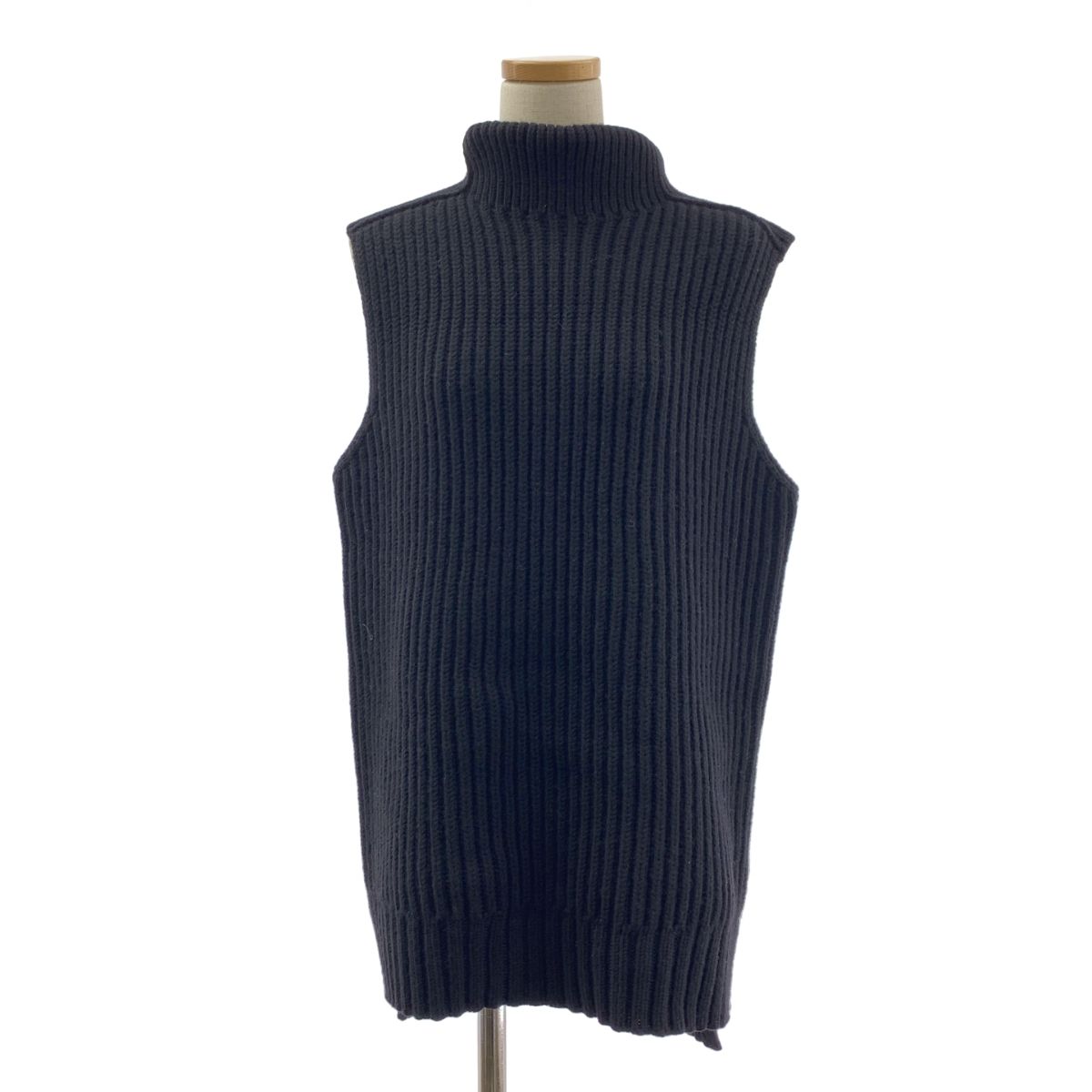 CELINE / セリーヌ | カシミヤ混 リブ タートルネック ニット ベスト | S | ブラック | レディース