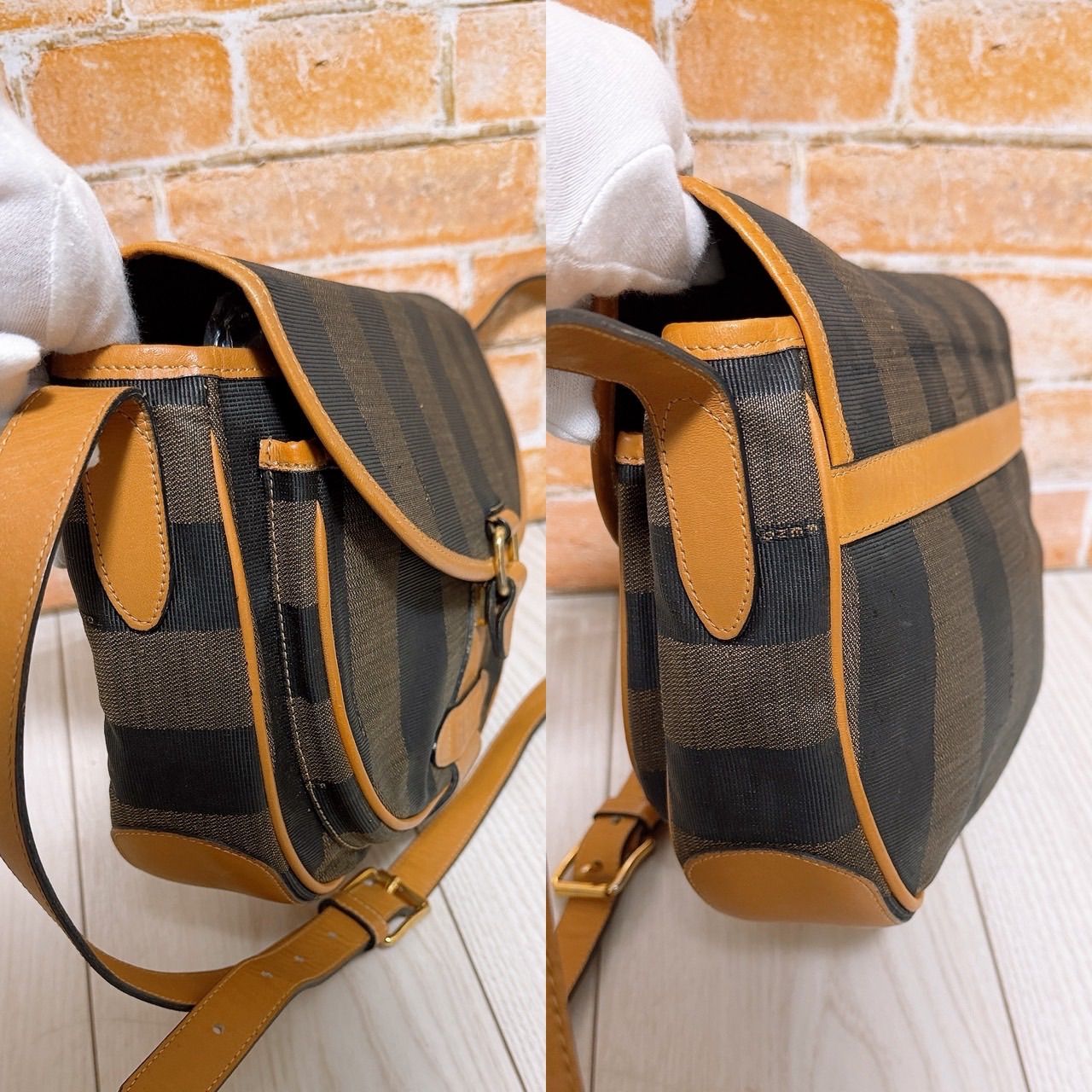 美品) FENDI(フェンディ)ショルダーバッグ ペカン柄 - メルカリ